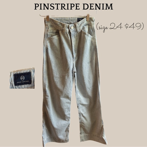 Ag Adriano Goldschmied Denim - Ag Adriano Goldschmied Striped Denim Trousers in Blue and White